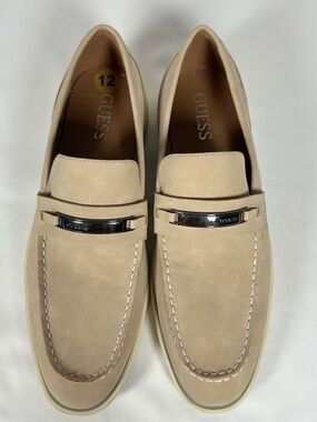 Guess Quido Light Tan Men's Casualized Slip On Faux Suede Loafers Size 12